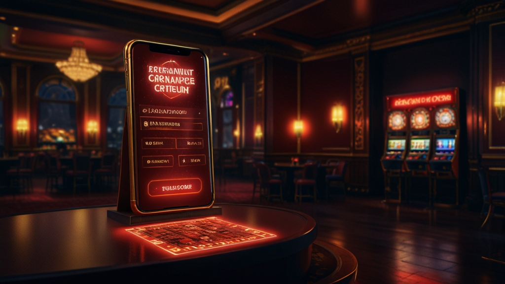 Interface de casino sombre avec champ de code promo sur ordinateur et smartphone