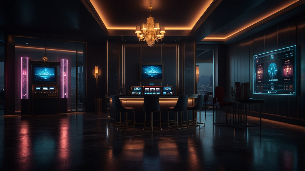 Écran de connexion de casino dans une ambiance sombre et élégante